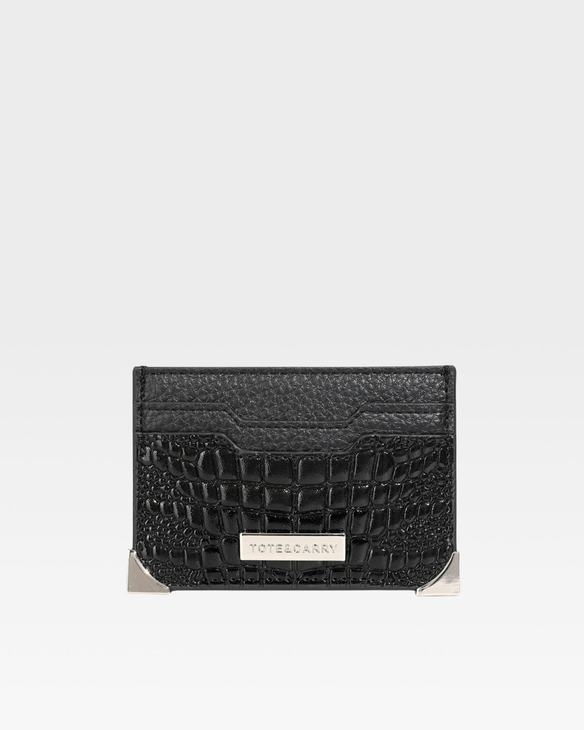 Croc Card Holder Wallet in Black