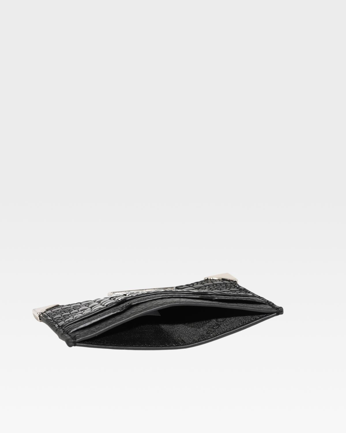 Croc Card Holder Wallet in Black