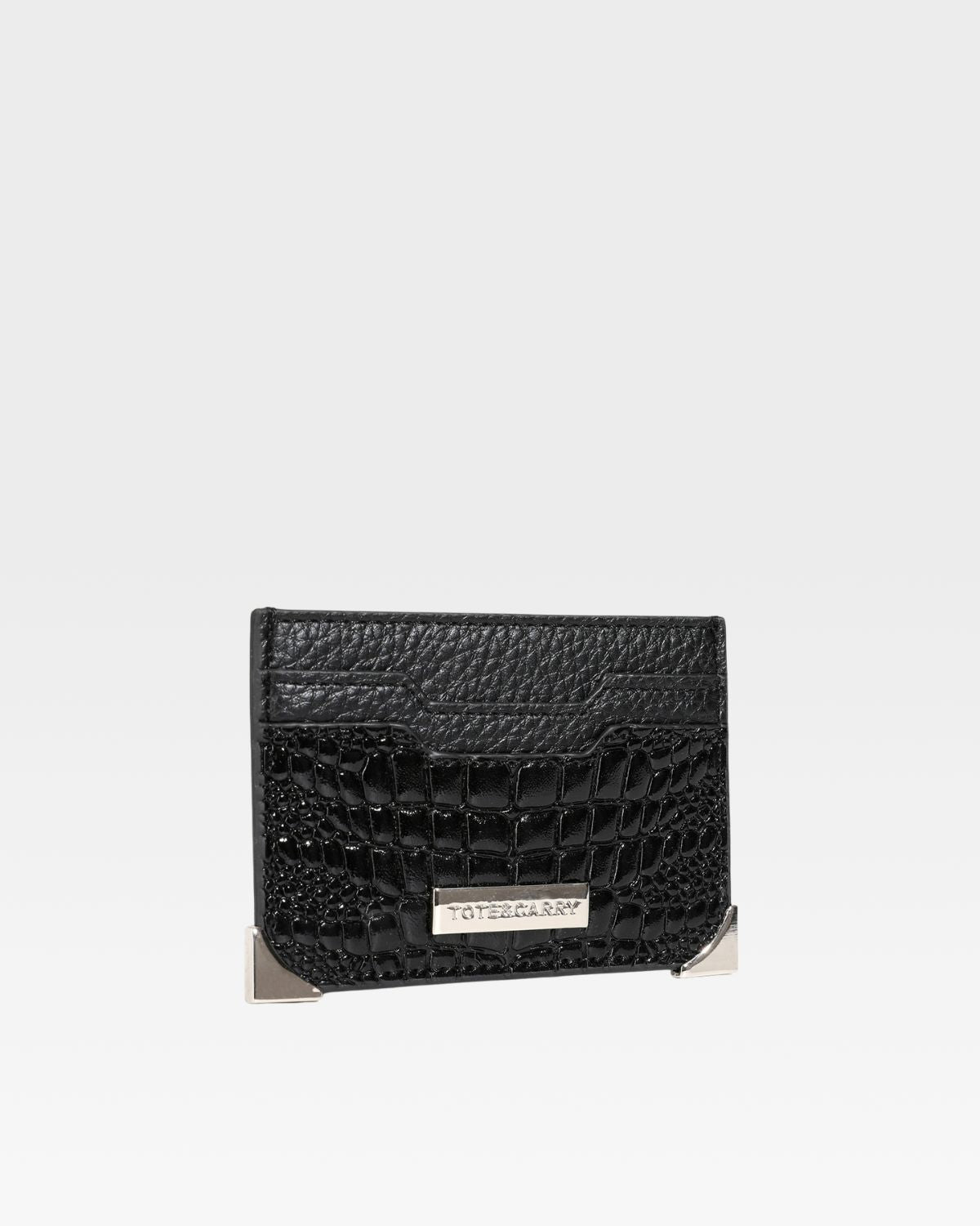 Croc Card Holder Wallet in Black