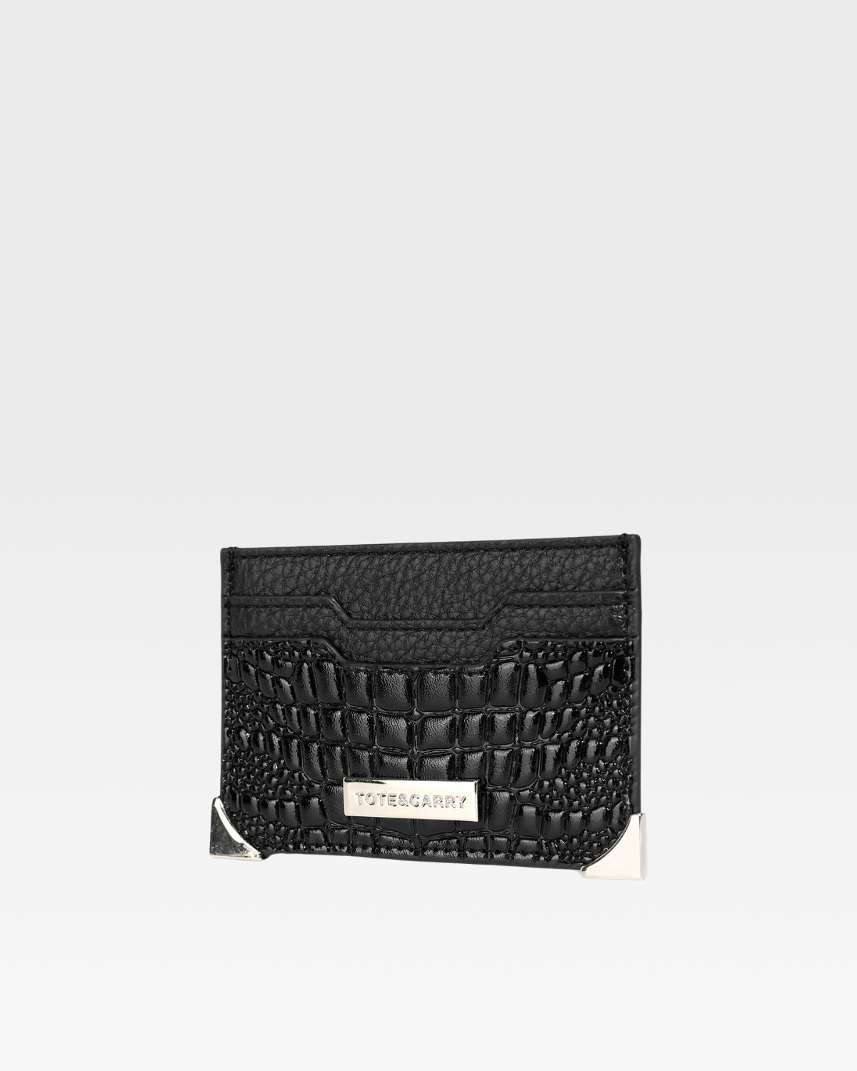 Croc Card Holder Wallet in Black