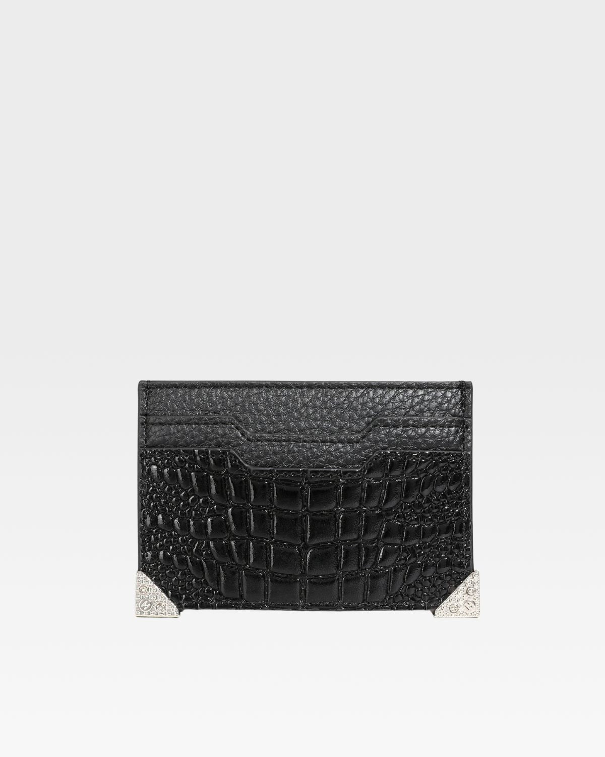 Croc Card Holder Wallet in Black