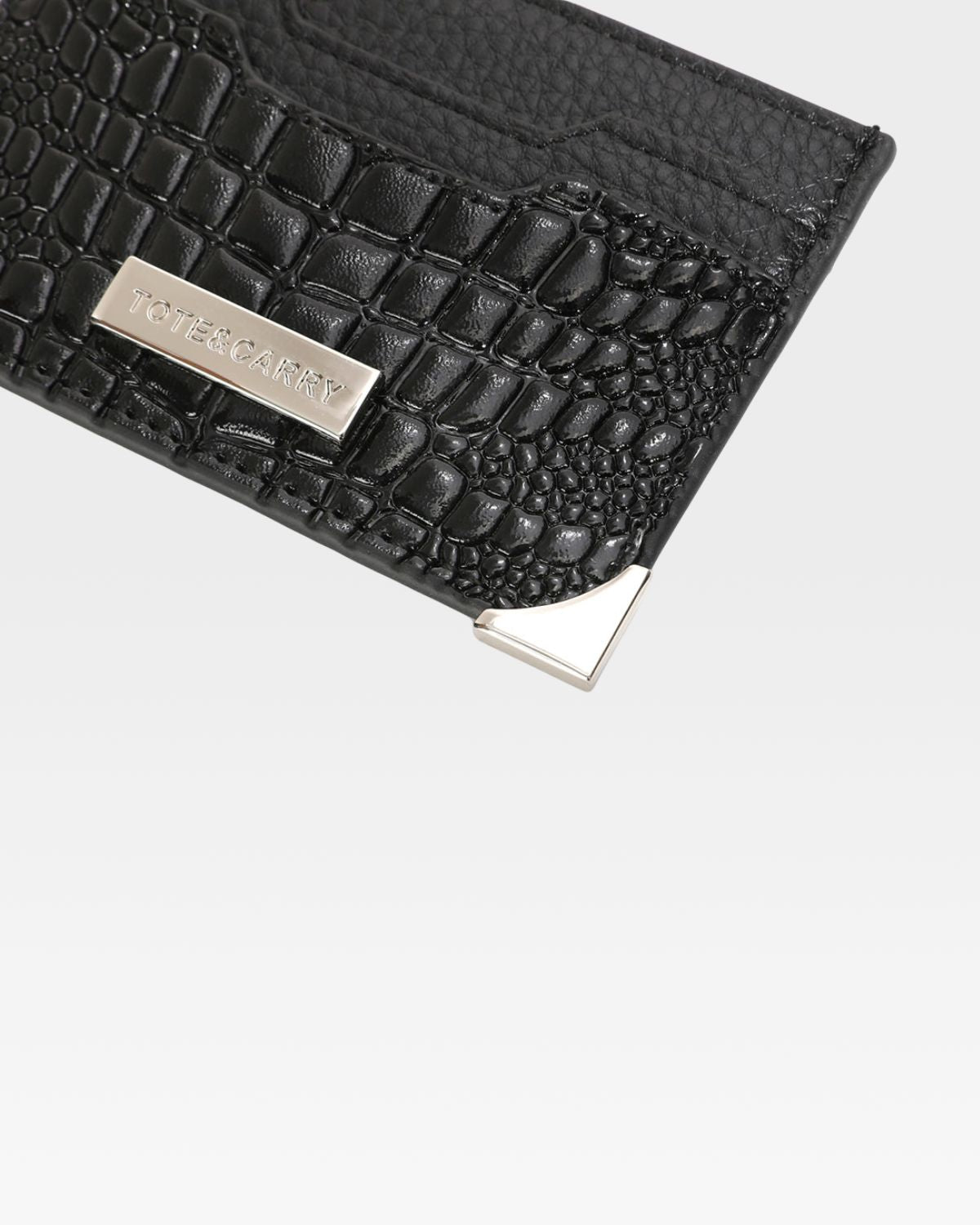 Croc Card Holder Wallet in Black