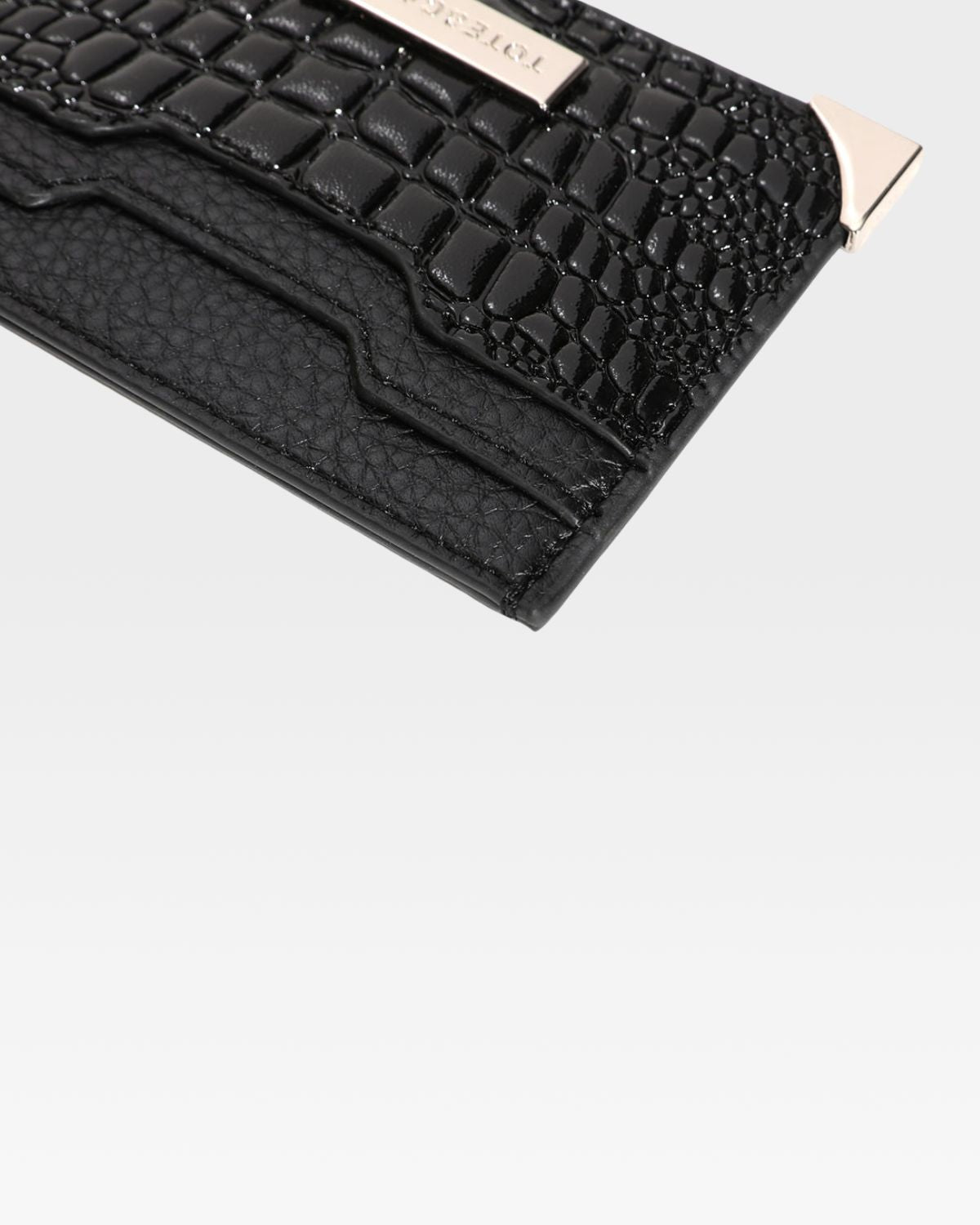 Croc Card Holder Wallet in Black