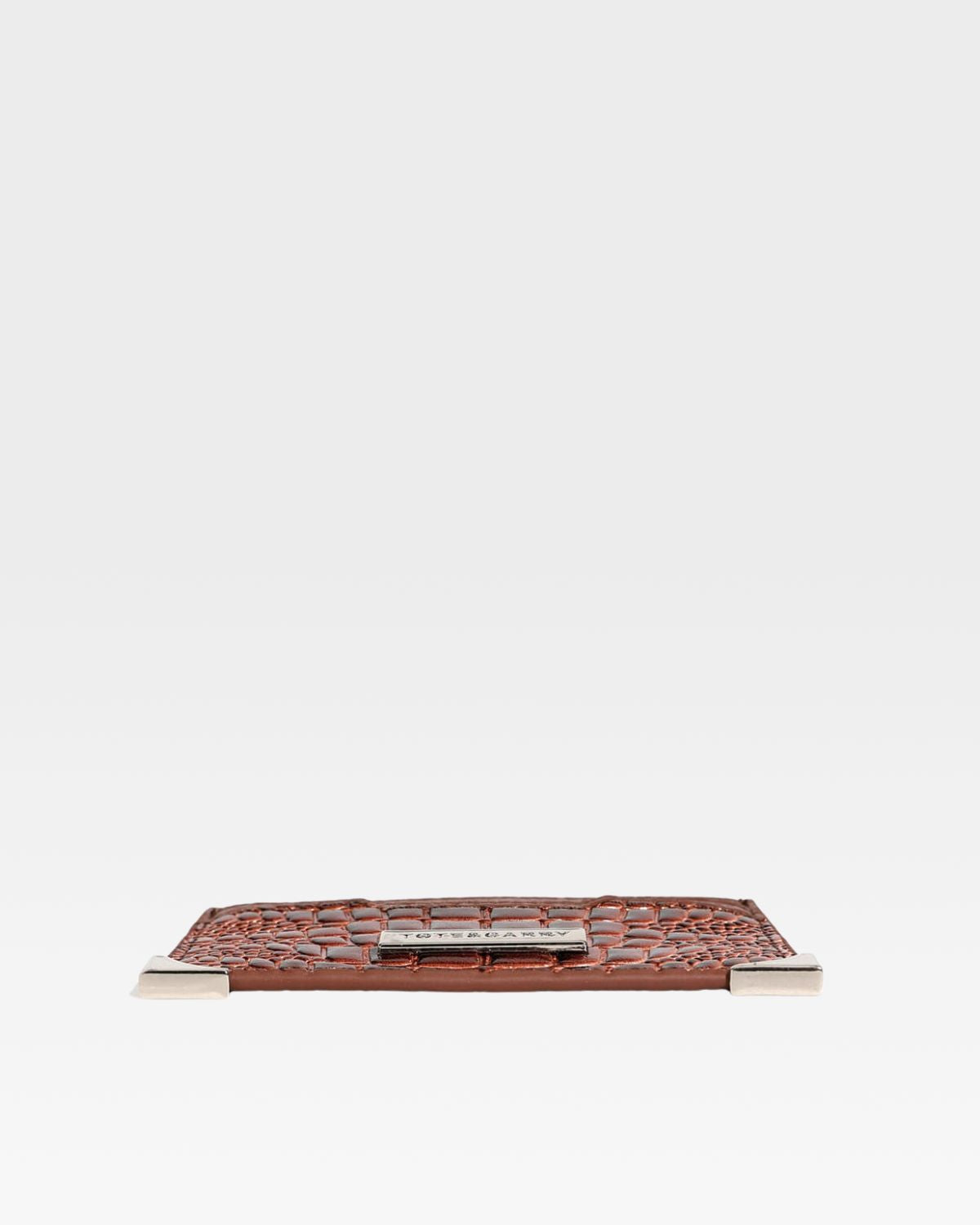 Croc Card Holder Wallet in Brown
